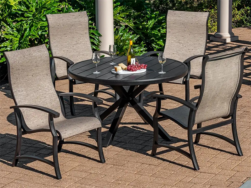 Lodge 5-delige eetset van verouderd brons aluminium met slinger (48 inch eettafel)
