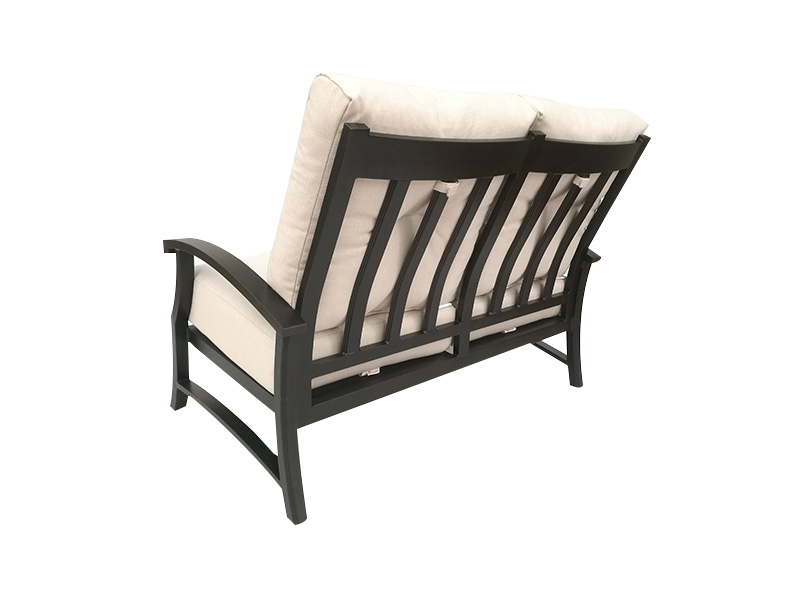 Lodge Verouderd Brons Aluminium Met Kussens Patio Loveseat