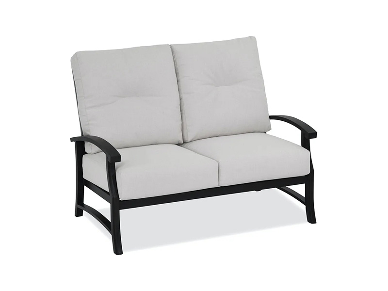 Lodge Verouderd Brons Aluminium Met Kussens Patio Loveseat