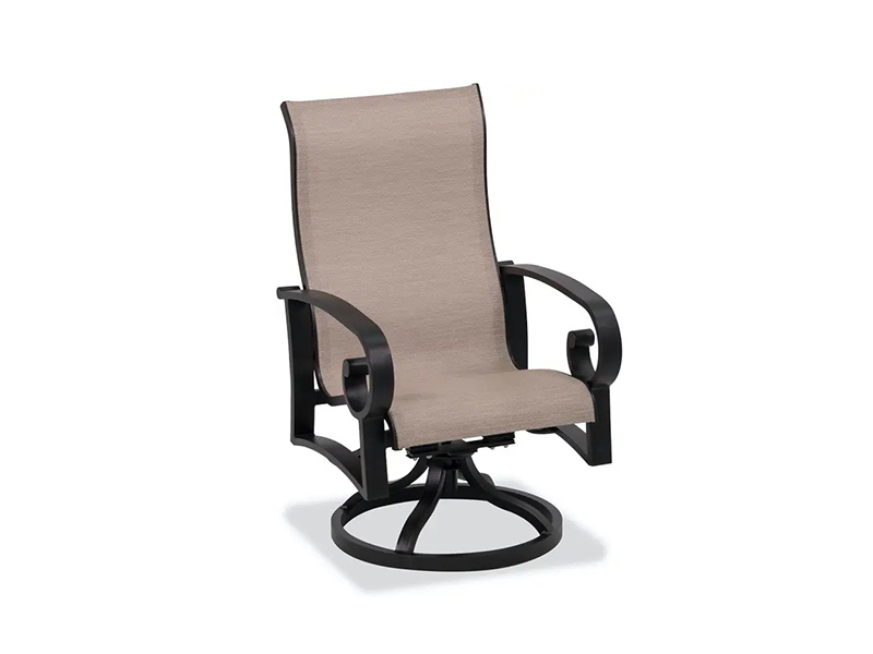 Handgemaakte oude bronzen aluminium sling buiteneetkamerstoel voor terras en tuin